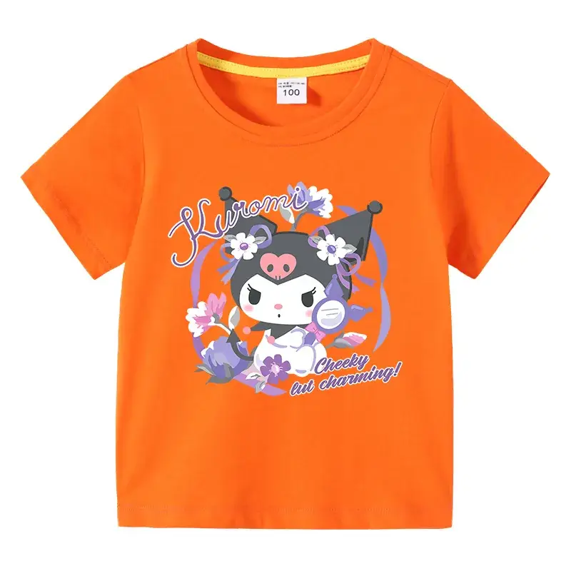 Korean Style Baby T-Shirt Black Cartoon Floral Print - Image 14