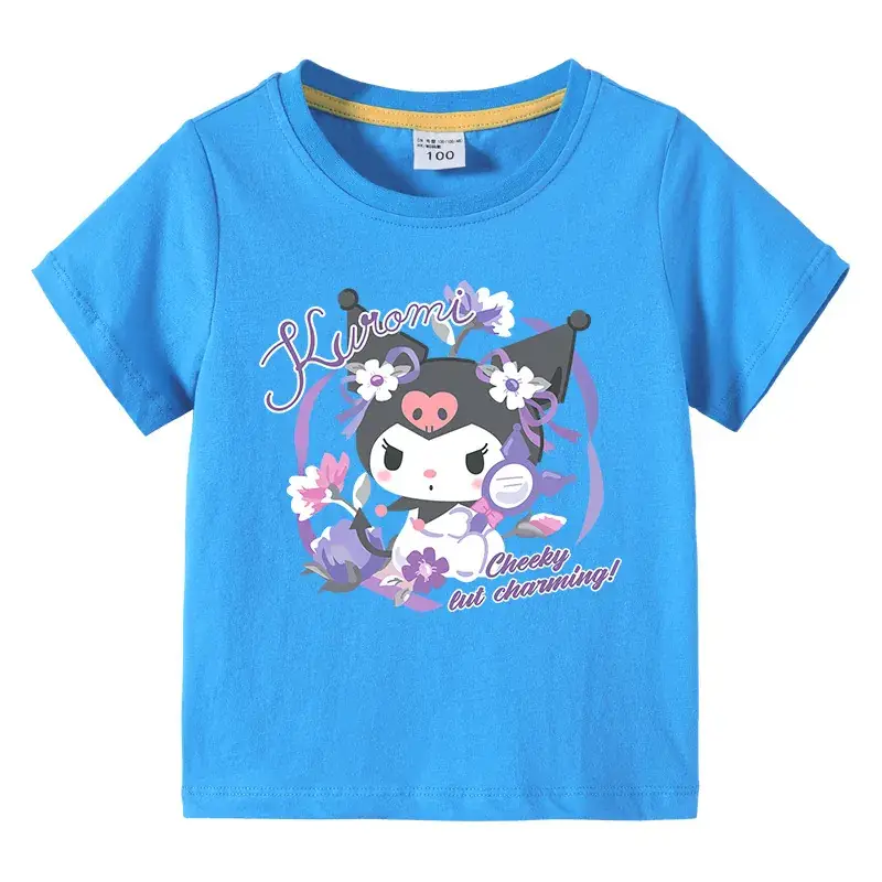 Korean Style Baby T-Shirt Black Cartoon Floral Print - Image 15