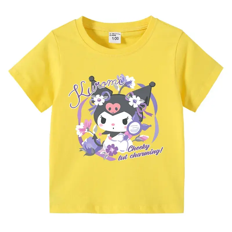 Korean Style Baby T-Shirt Black Cartoon Floral Print - Image 3