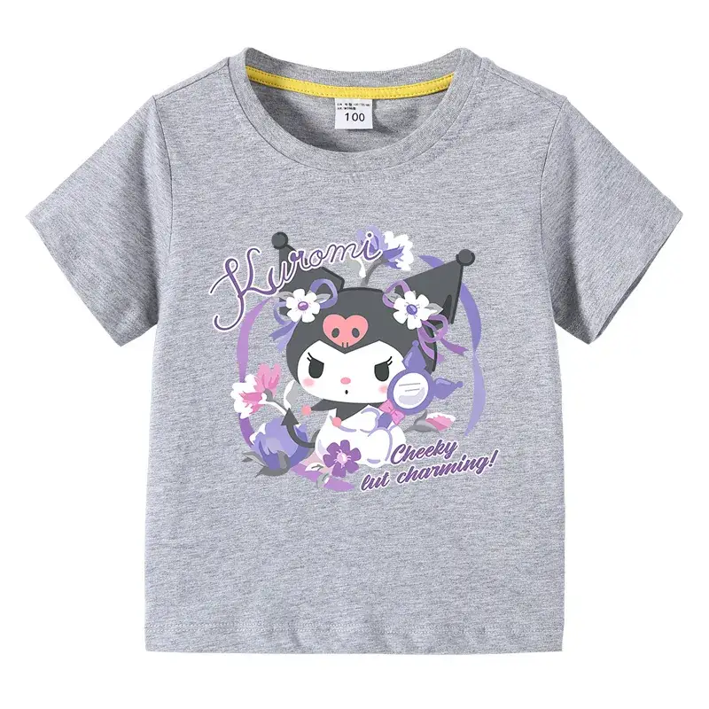 Korean Style Baby T-Shirt Black Cartoon Floral Print - Image 6