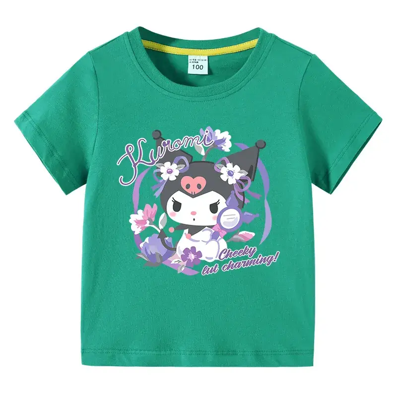 Korean Style Baby T-Shirt Black Cartoon Floral Print - Image 7