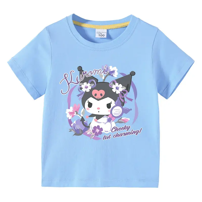 Korean Style Baby T-Shirt Black Cartoon Floral Print - Image 9