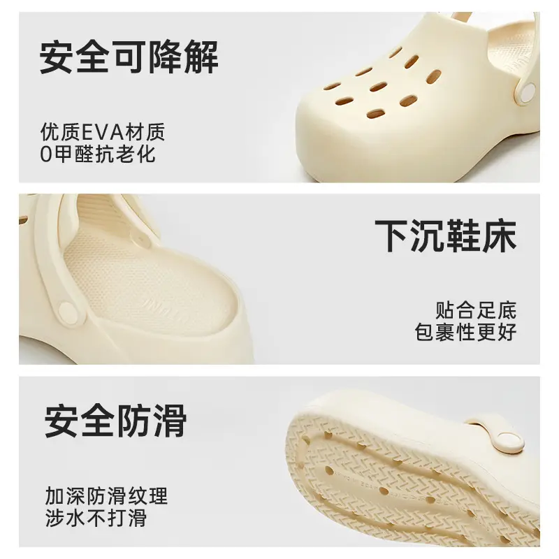 Premium Thick Sole Slippers Women's Drifting Outdoor Mueller Shoes Sandals Summer Office Hole Shoes for Outer Wear Height