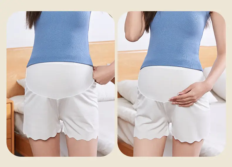 Maternity Safety Shorts for Summer, Thin Style, Ice Silk, High-Waisted, Anti-Exposure, Loose Fit, Plus Size, Summer Wear — feature 20