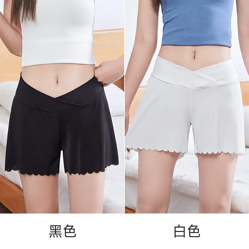 Maternity Safety Shorts for Summer, Thin Style, Ice Silk, High-Waisted, Anti-Exposure, Loose Fit, Plus Size, Summer Wear