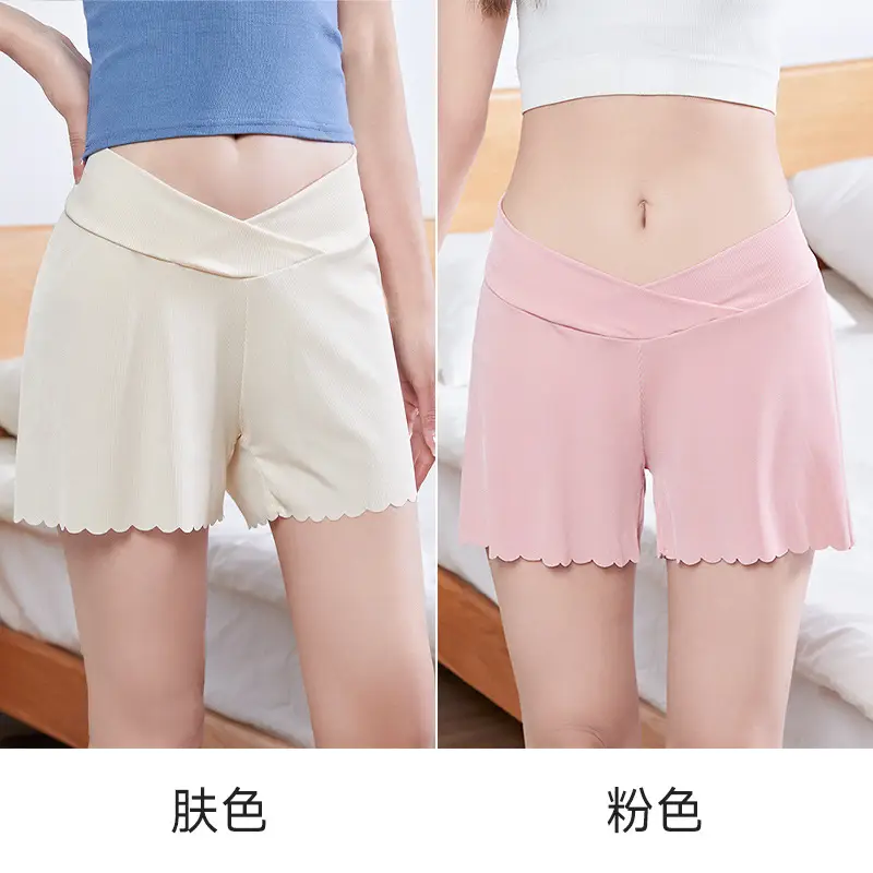 Maternity Safety Shorts for Summer, Thin Style, Ice Silk, High-Waisted, Anti-Exposure, Loose Fit, Plus Size, Summer Wear
