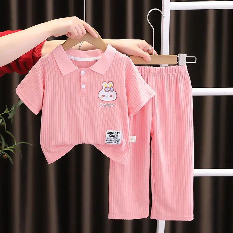 Girls Green Smile Face 2-Piece Summer Suit 2023