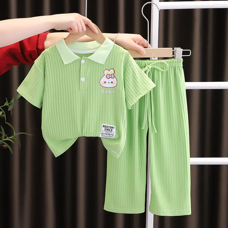 Girls Green Smile Face 2-Piece Summer Suit 2023 — feature 21