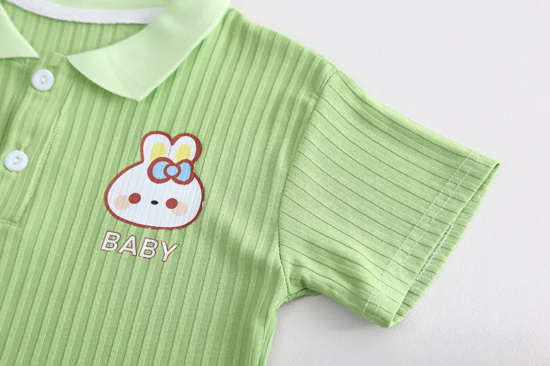 Girls Green Smile Face 2-Piece Summer Suit 2023 — feature 24