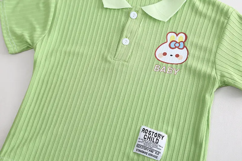 Girls Green Smile Face 2-Piece Summer Suit 2023 — feature 25