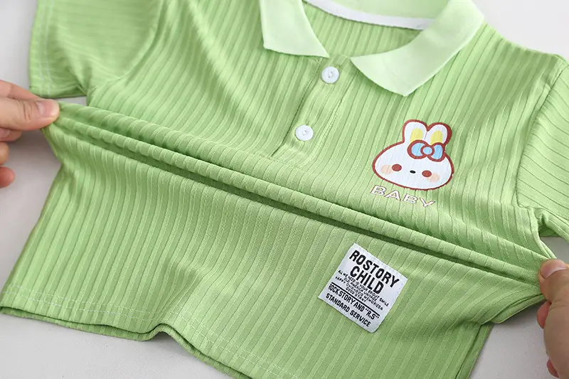 Girls Green Smile Face 2-Piece Summer Suit 2023 — feature 27