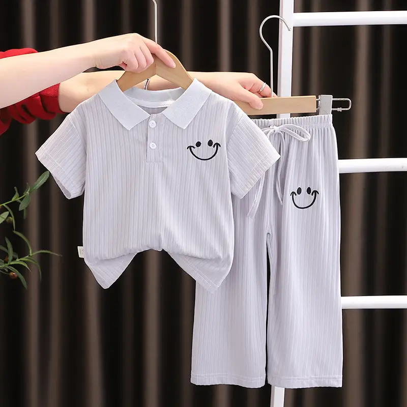 Girls Green Smile Face 2-Piece Summer Suit 2023