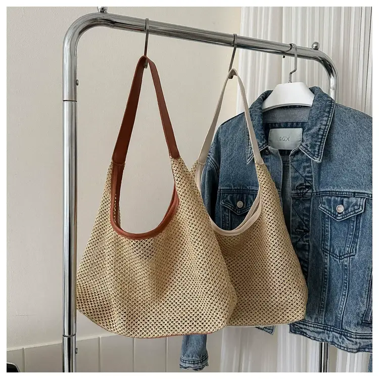 Women's Straw Woven Shoulder Bag Gold Seaside Travel — feature 19