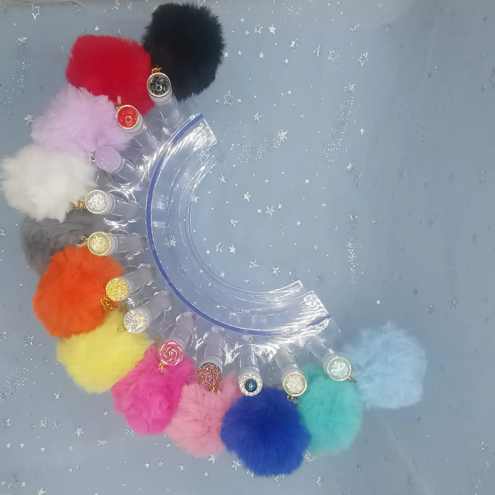 7 Color Eyelash Test Tubes with Keychain
