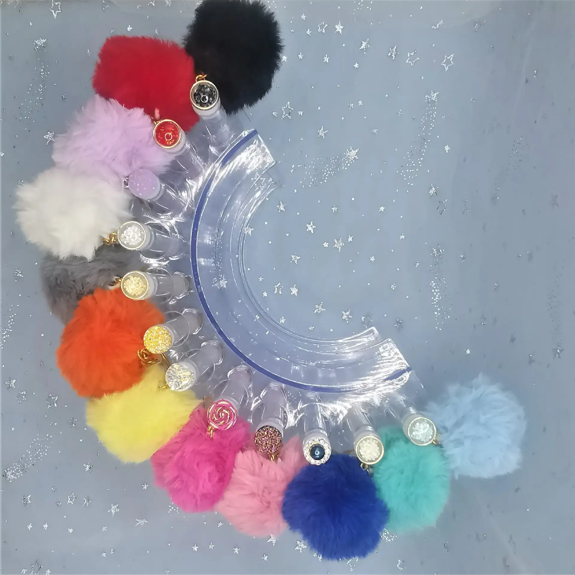 7 Color Eyelash Test Tubes with Keychain