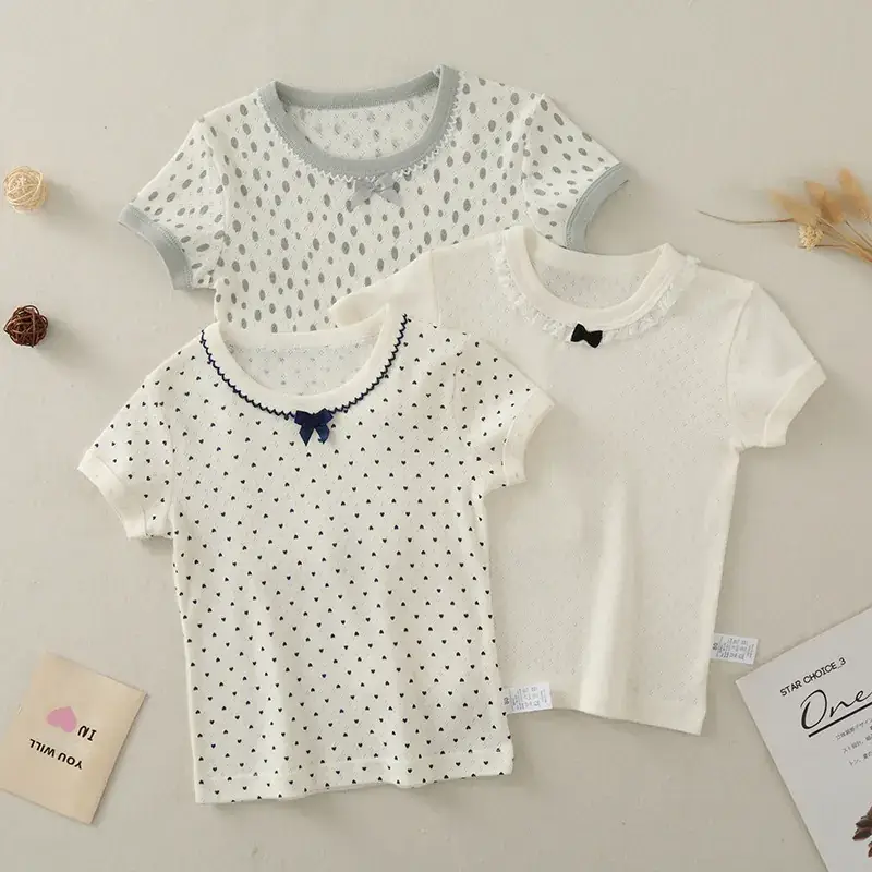 Girls T-shirt 2023 Cotton Round Neck Short Sleeve - Image 2