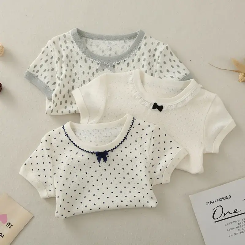 Girls T-shirt 2023 Cotton Round Neck Short Sleeve - Image 3