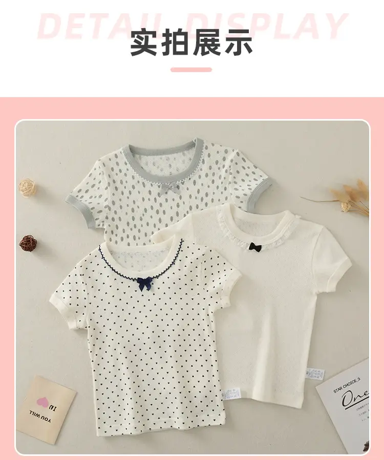 Girls T-shirt 2023 Cotton Round Neck Short Sleeve — feature 11