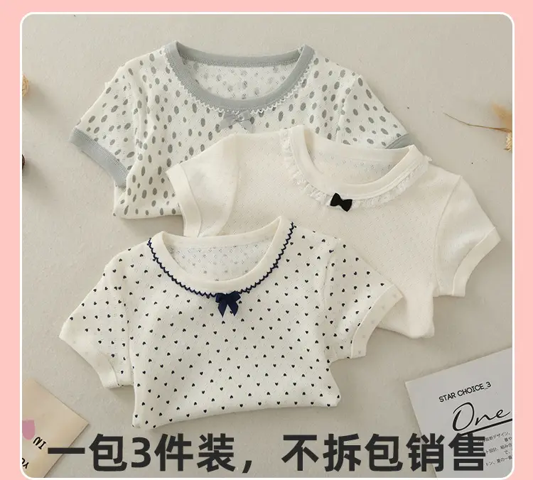 Girls T-shirt 2023 Cotton Round Neck Short Sleeve — feature 13