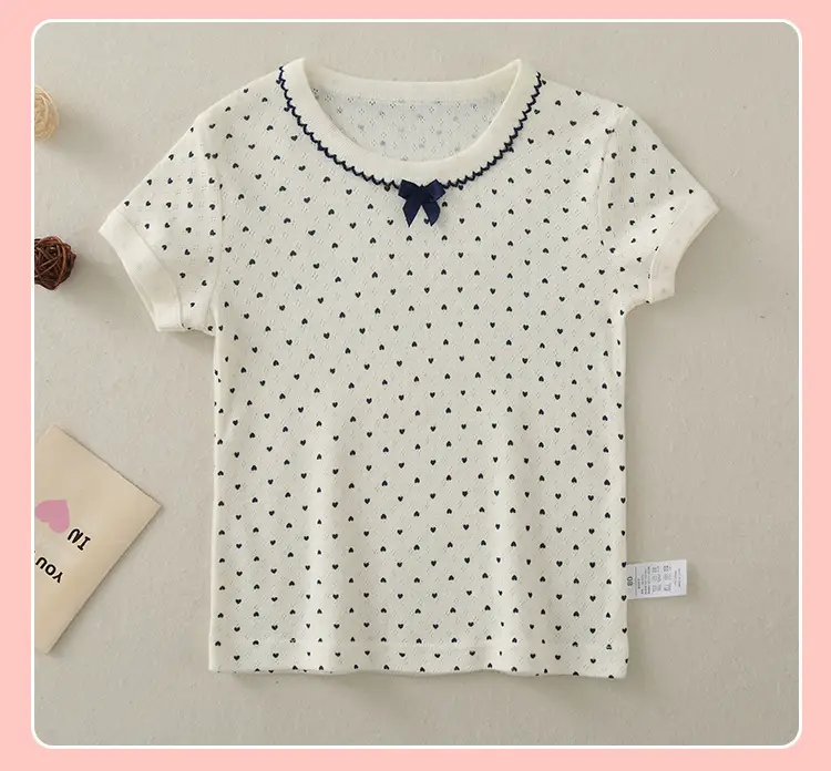 Girls T-shirt 2023 Cotton Round Neck Short Sleeve — feature 17
