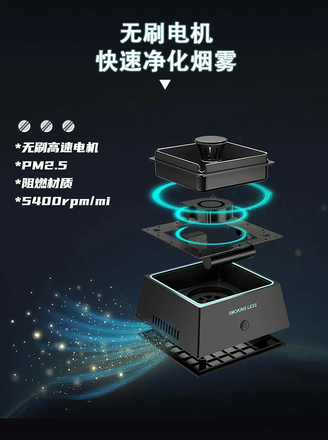 New smart ashtray household creative small desktop smoke odor removal aromatherapy air purification filter smoke — feature 4