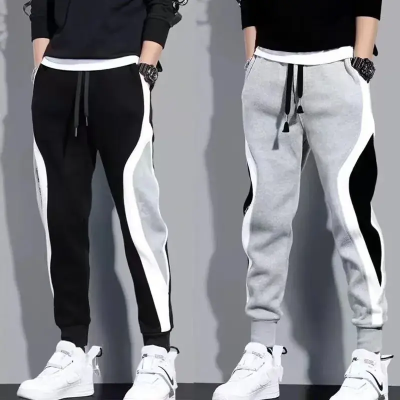 Men Korean Style Black White Ankle Pants Plus Size - Image 4