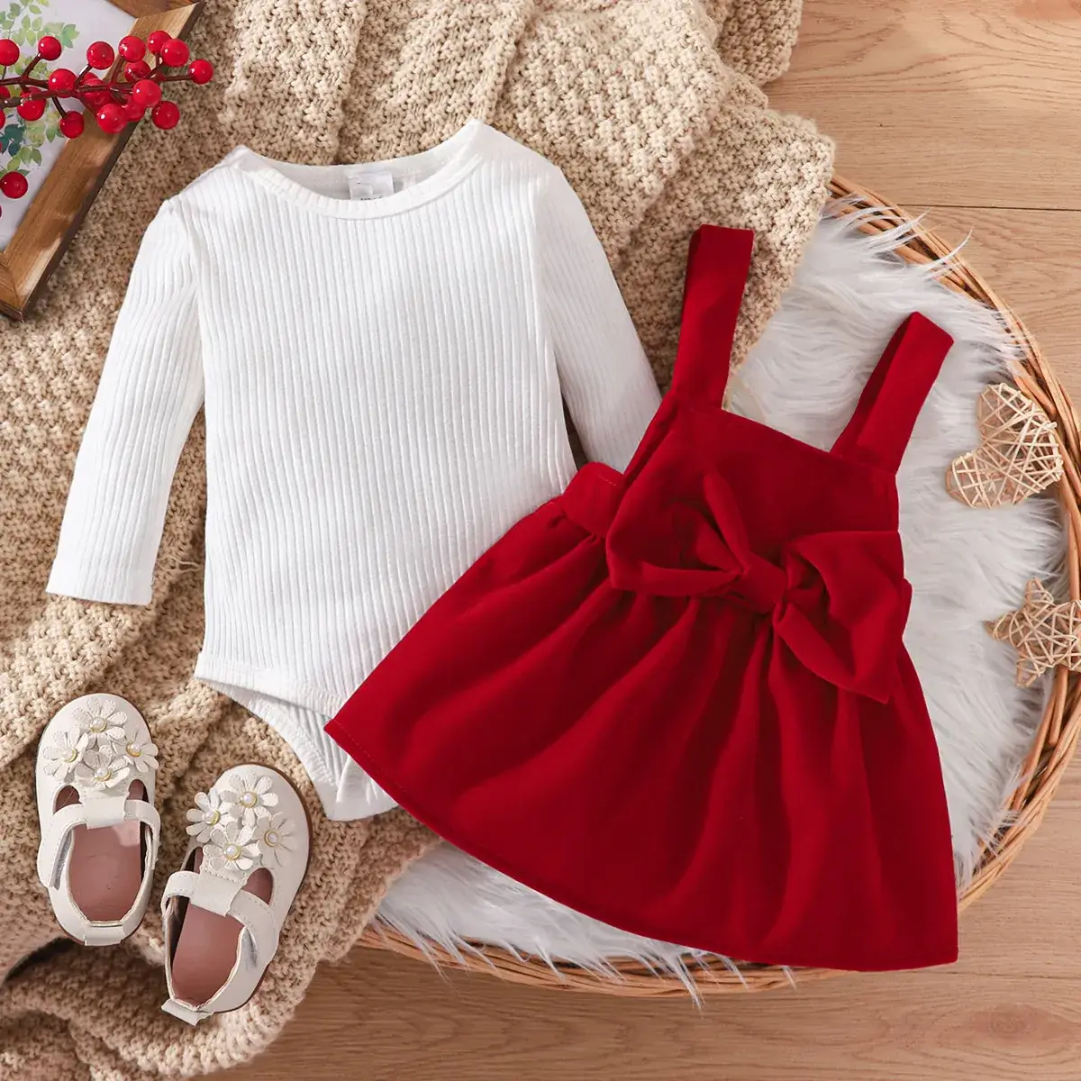 Cross-Border Ins Infant Girl Spring & Fall Pure Color Long-Sleeved Triangle Hoodie Bow Suspender Skirt Trendy