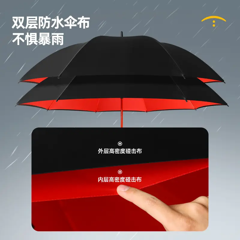 Double Handle Umbrella Black Full Fiber Long Pole Business Use - Image 6