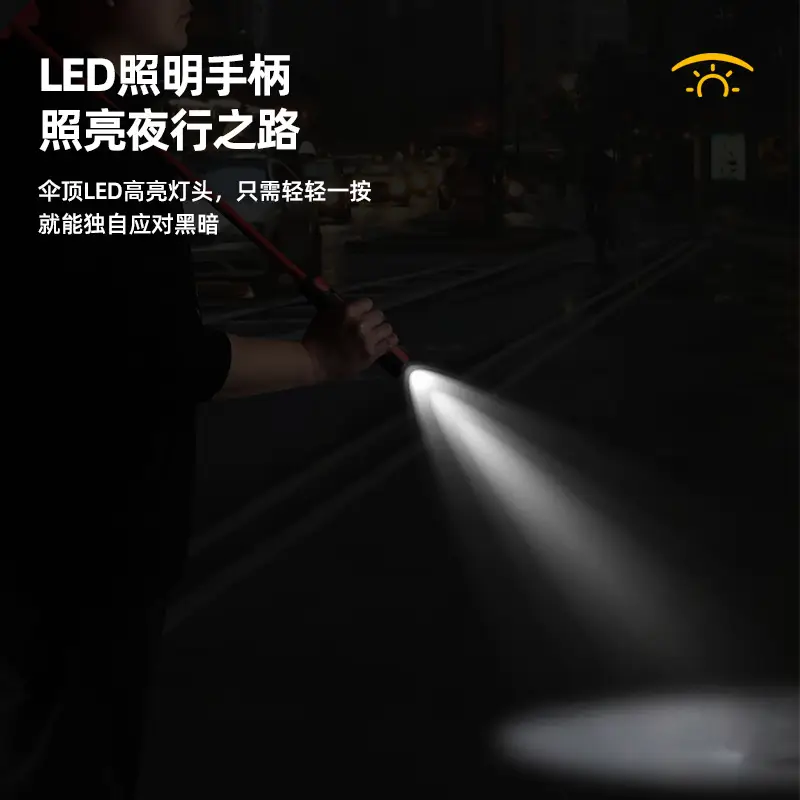 Double Handle Umbrella Black Full Fiber Long Pole Business Use - Image 7