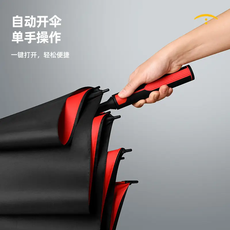 Double Handle Umbrella Black Full Fiber Long Pole Business Use - Image 8