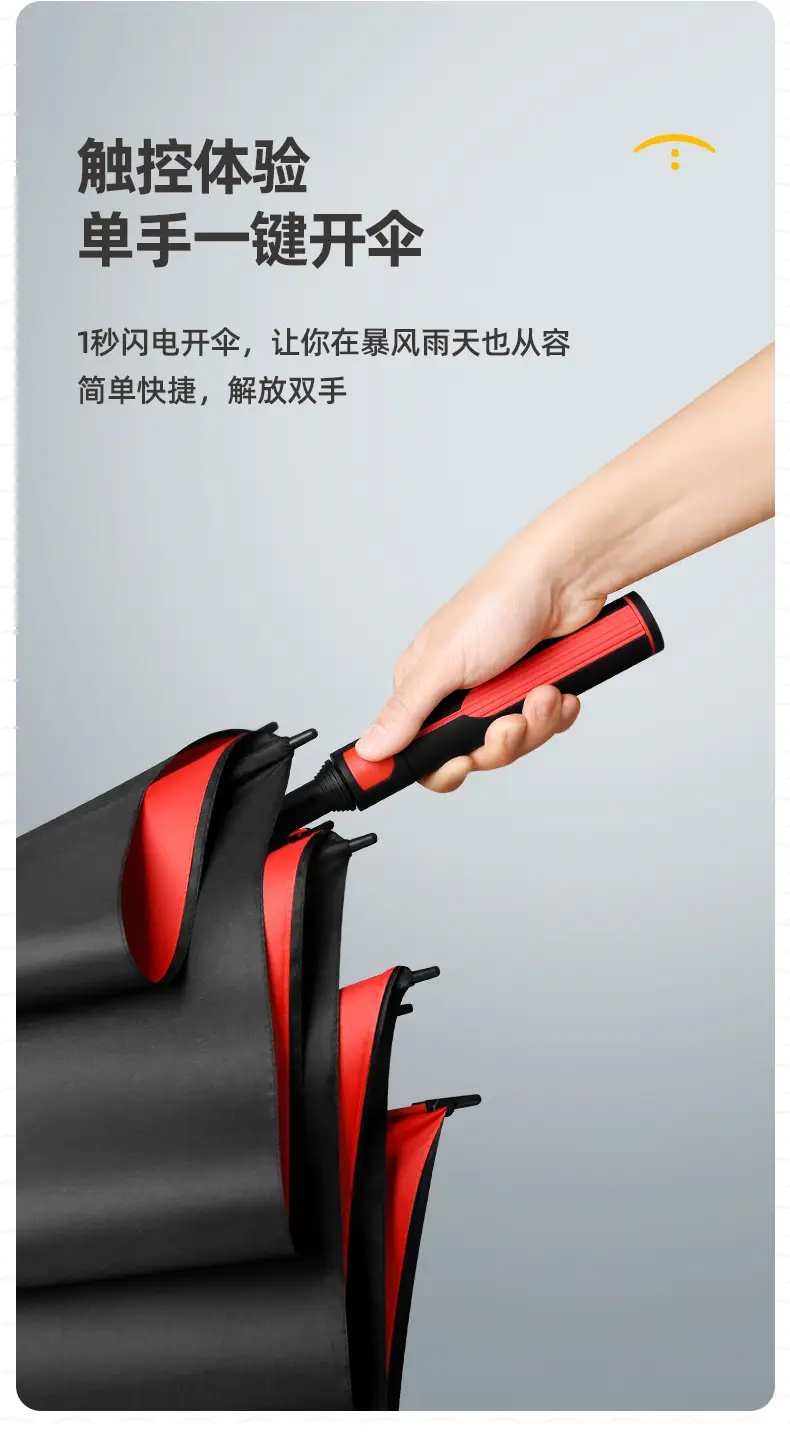 Double Handle Umbrella Black Full Fiber Long Pole Business Use β feature 13