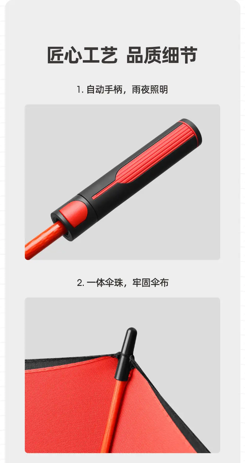 Double Handle Umbrella Black Full Fiber Long Pole Business Use β feature 15