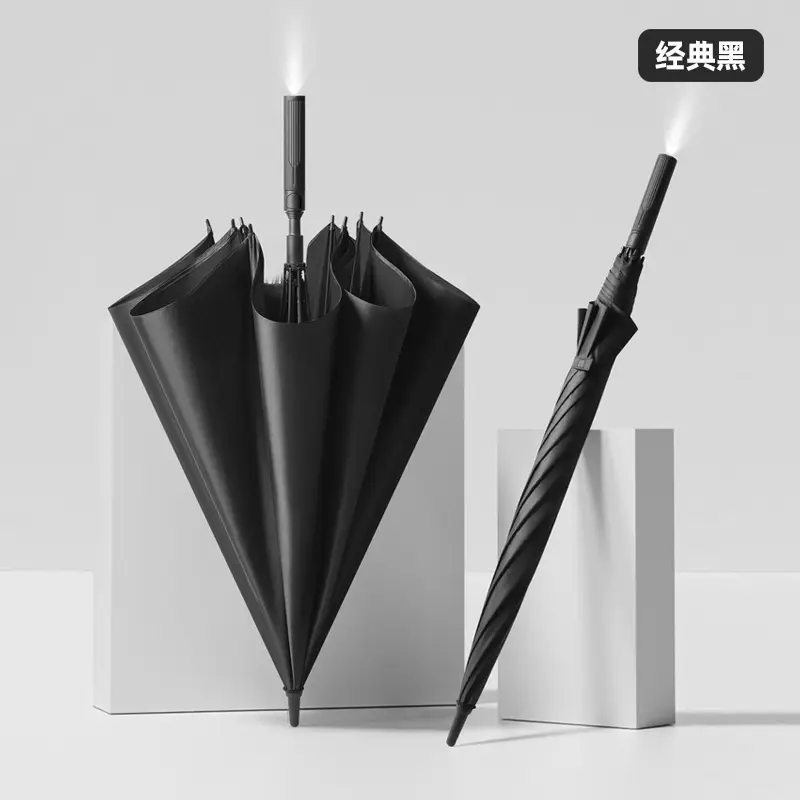 Double Handle Umbrella Black Full Fiber Long Pole Business Use - Image 2