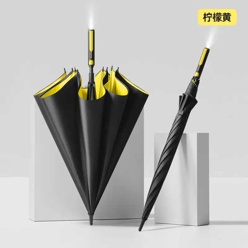 Double Handle Umbrella Black Full Fiber Long Pole Business Use - Image 3