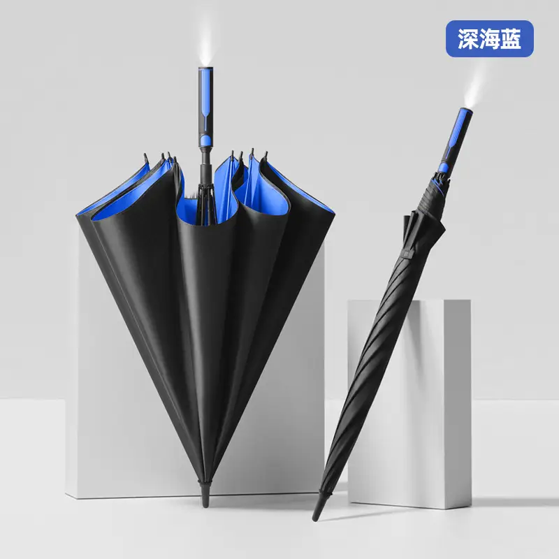 Double Handle Umbrella Black Full Fiber Long Pole Business Use - Image 4