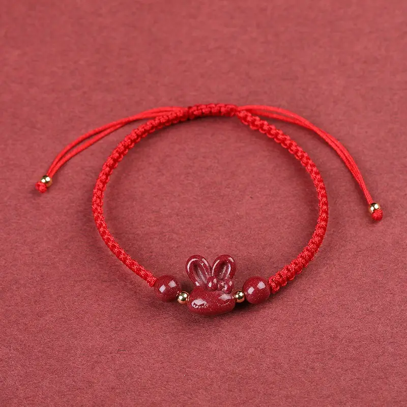 Cinnabar Jade Rabbit Hand Rope Red Autumn Winter Gift — feature 2