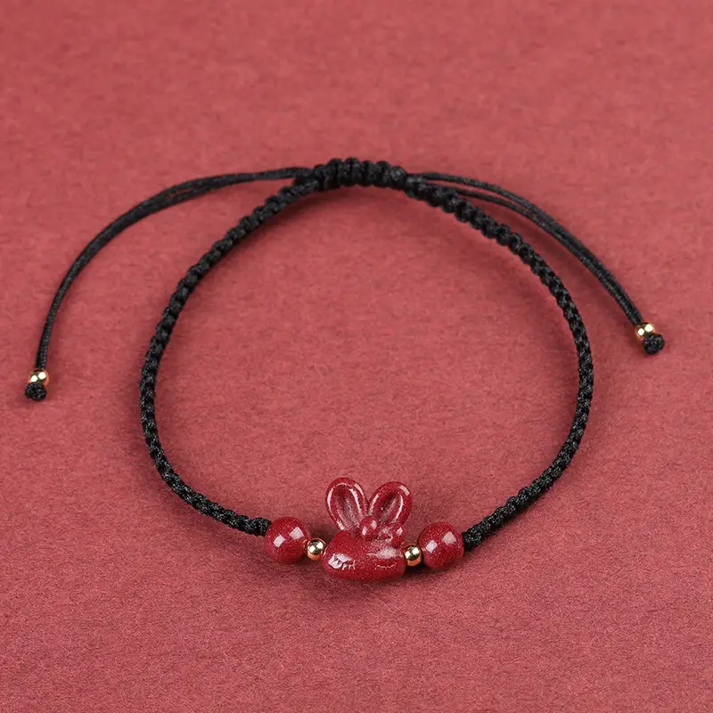Cinnabar Jade Rabbit Hand Rope Red Autumn Winter Gift — feature 3