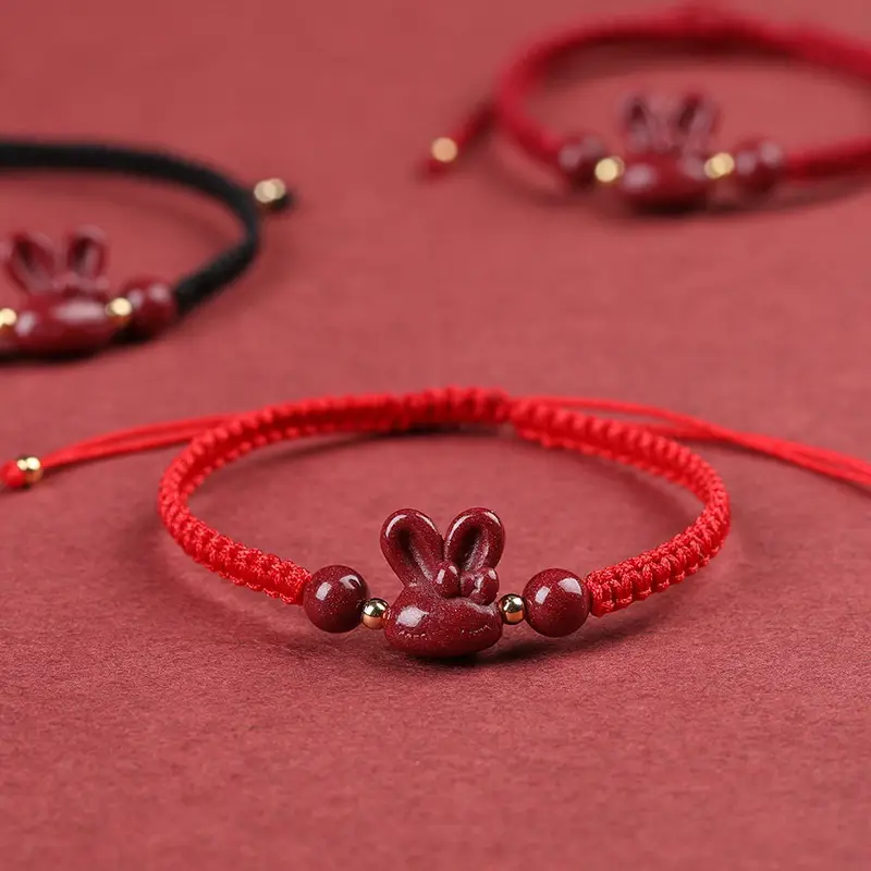 Cinnabar Jade Rabbit Hand Rope Red Autumn Winter Gift — feature 4