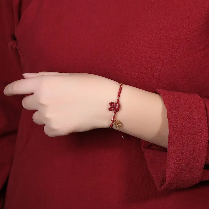 Cinnabar Jade Rabbit Hand Rope Red Autumn Winter Gift — feature 9