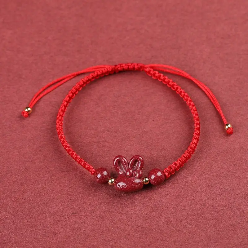 Cinnabar Jade Rabbit Hand Rope Red Autumn Winter Gift - Image 2