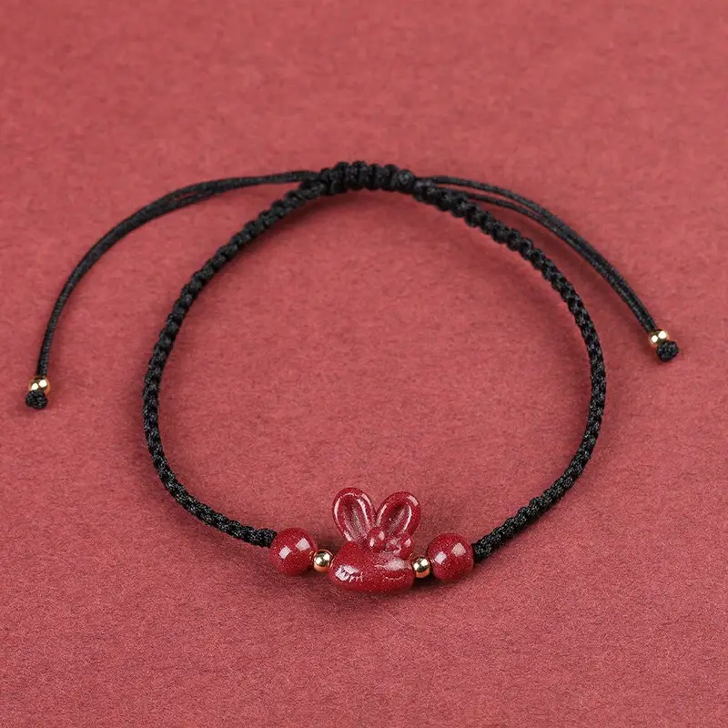 Cinnabar Jade Rabbit Hand Rope Red Autumn Winter Gift - Image 3