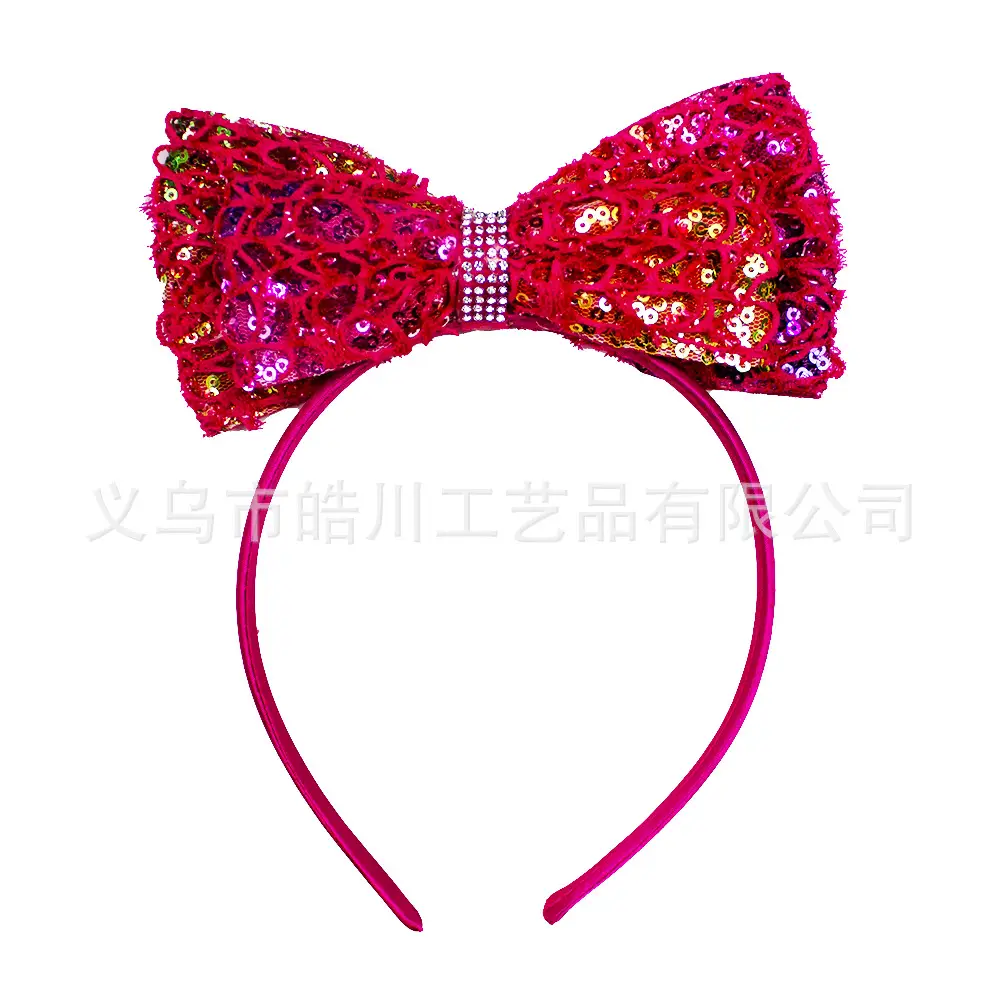 Purple Sequin Double-Bow Hairband for Girls - Image 3