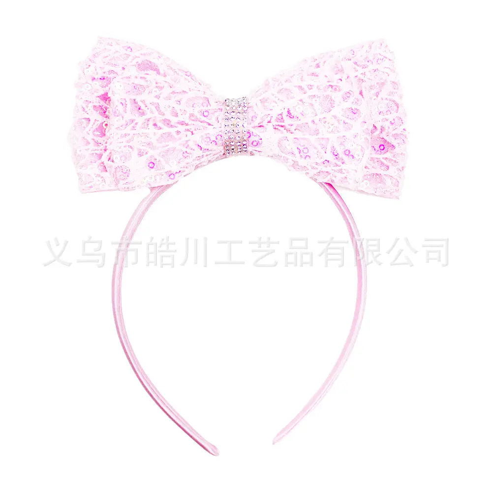 Purple Sequin Double-Bow Hairband for Girls - Image 4