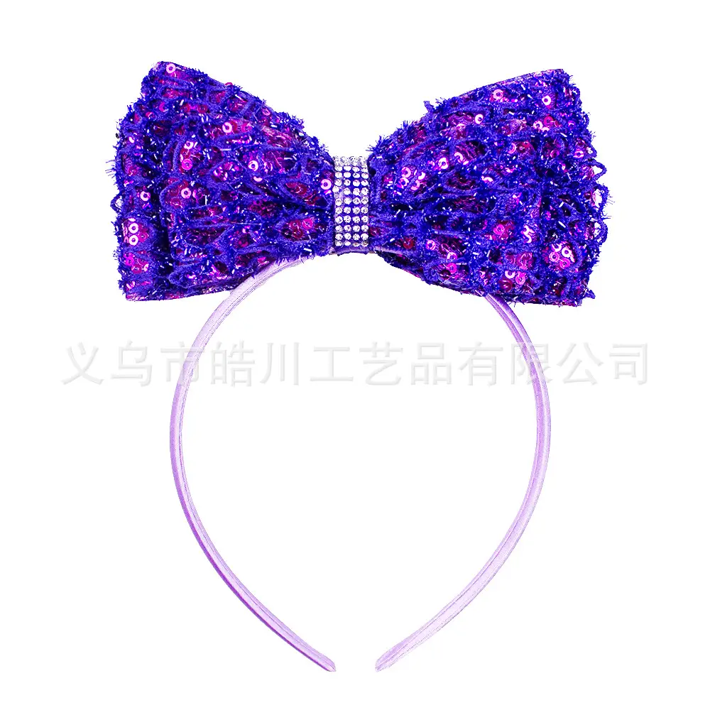 Purple Sequin Double-Bow Hairband for Girls - Image 8