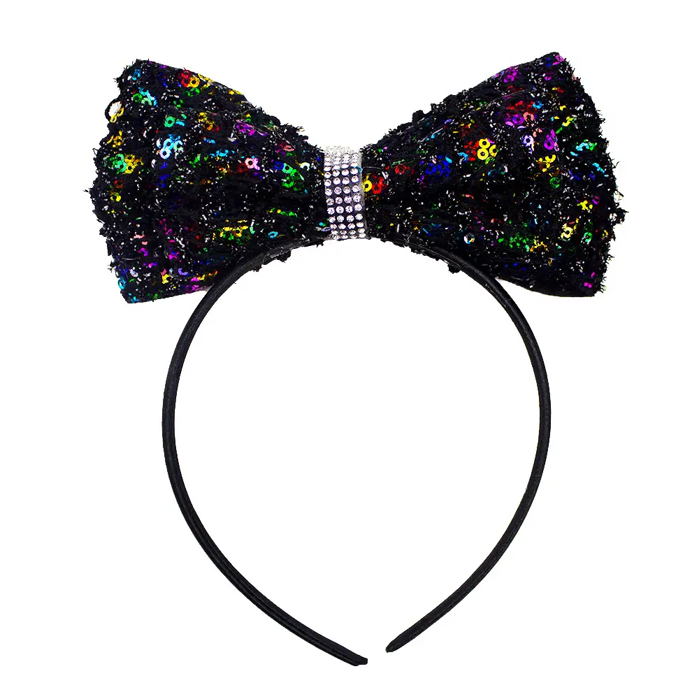 Purple Sequin Double-Bow Hairband for Girls - Image 9