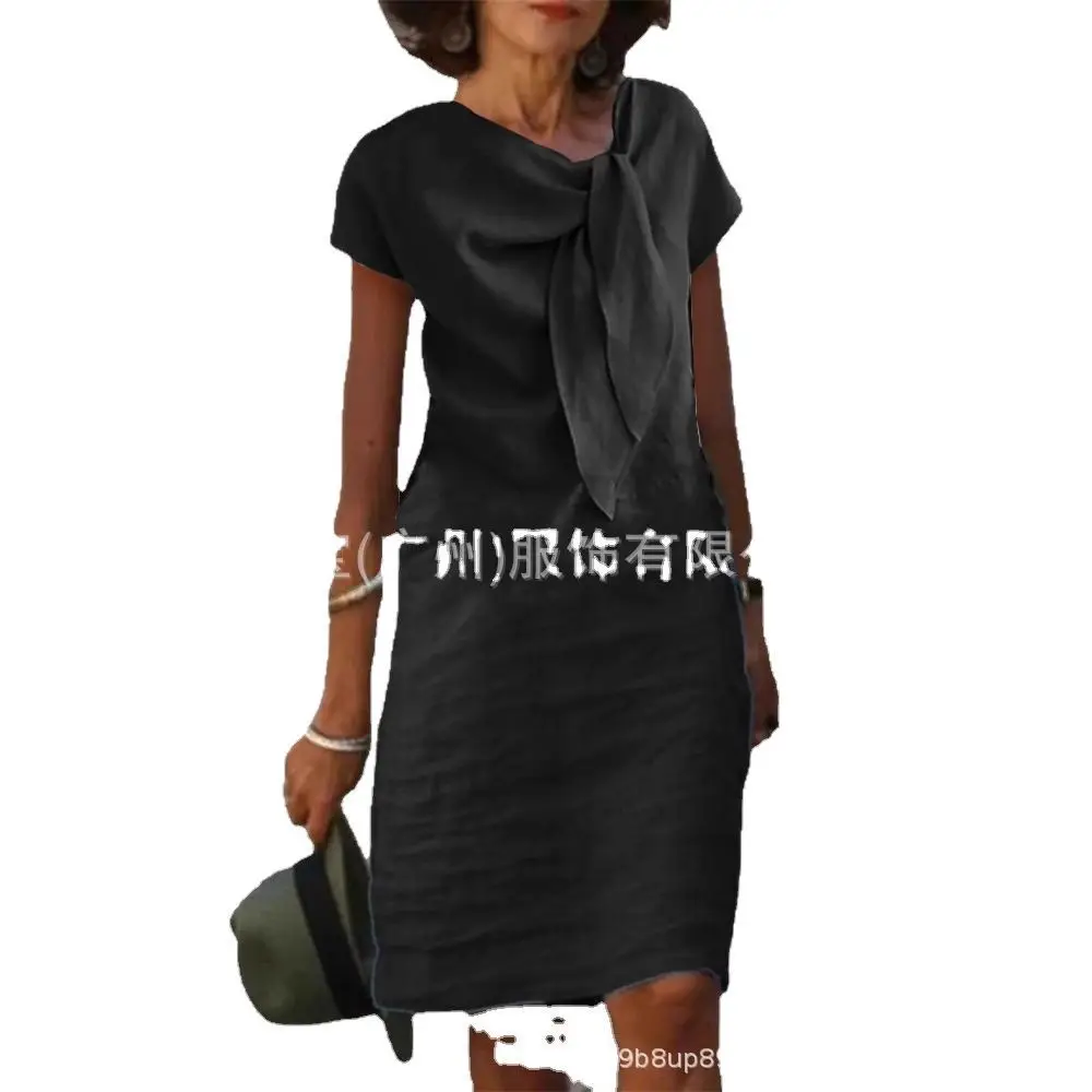 Women's V-Neck Long Dress Orange Cotton 2025 - Image 12