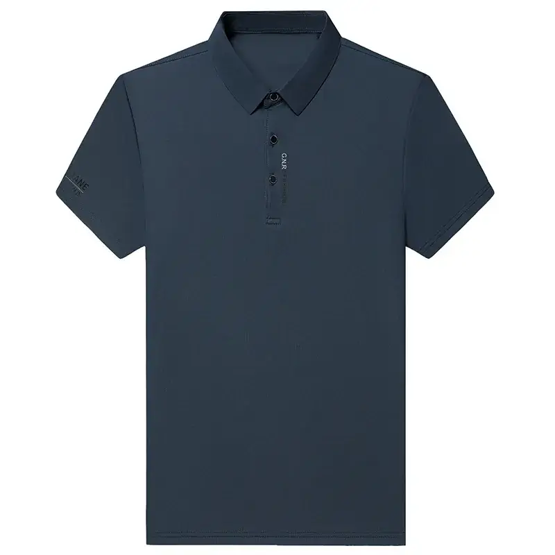 Men Navy Waffle Polo Shirt 2023 Summer