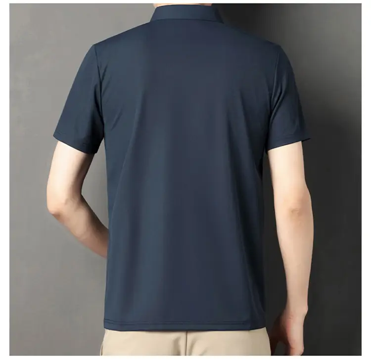 Men Navy Waffle Polo Shirt 2023 Summer — feature 13