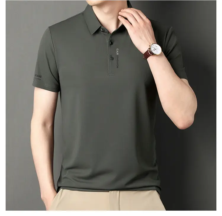 Men Navy Waffle Polo Shirt 2023 Summer — feature 16