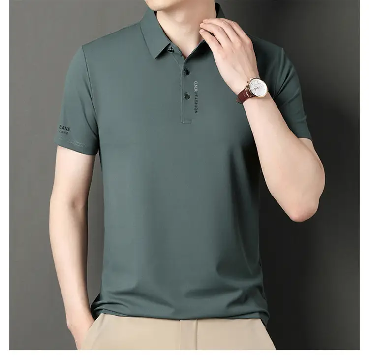 Men Navy Waffle Polo Shirt 2023 Summer — feature 25